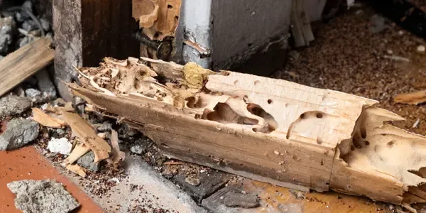 destroyed wood from insects